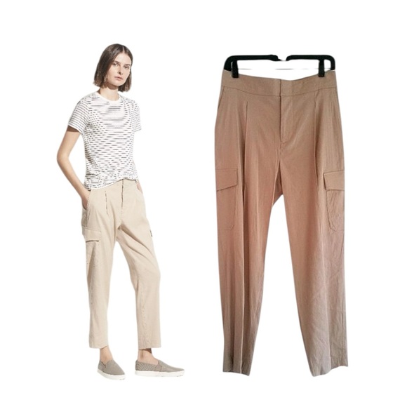 Vince Linen Blend Oat Beige Cargo Trouser Pants NWT Size 4 - Picture 5 of 12